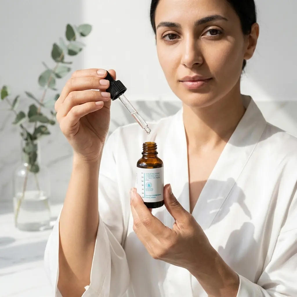 طرز استفاده از سرم لایهبردار شبانه AHA+BHA گرنری (GRANREY) با قطرهچکان روی پوست صورت
